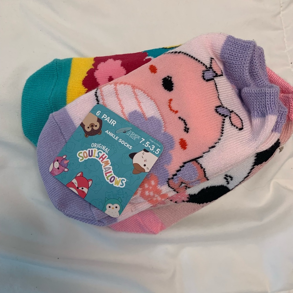 Squishmallows Pink and Purple Ankle Socks Set. New